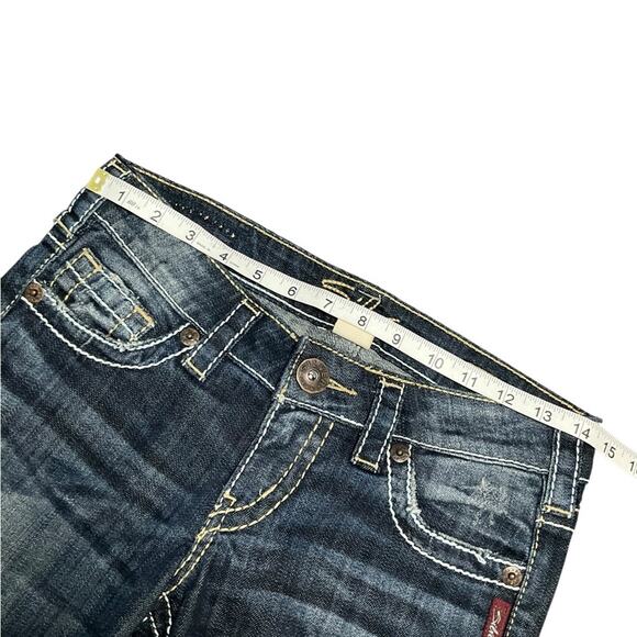 Silver Jeans Women’s Santorini Capri Blue Denim Distressed Size 25 - Picture 8 of 11